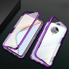 Custodia Lusso Alluminio Laterale Specchio 360 Gradi Cover M02 per Xiaomi Poco F2 Pro Viola