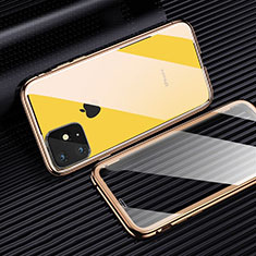 Custodia Lusso Alluminio Laterale Specchio 360 Gradi Cover M03 per Apple iPhone 11 Pro Giallo