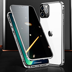 Custodia Lusso Alluminio Laterale Specchio 360 Gradi Cover M03 per Apple iPhone 13 Pro Argento