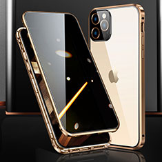 Custodia Lusso Alluminio Laterale Specchio 360 Gradi Cover M03 per Apple iPhone 16 Pro Max Oro