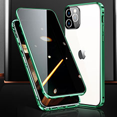 Custodia Lusso Alluminio Laterale Specchio 360 Gradi Cover M03 per Apple iPhone 16 Pro Max Verde