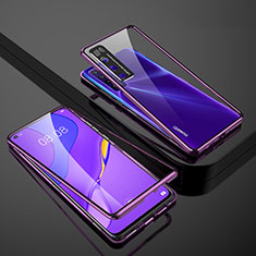 Custodia Lusso Alluminio Laterale Specchio 360 Gradi Cover M03 per Huawei Nova 7 5G Viola