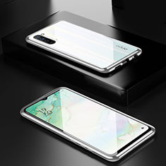 Custodia Lusso Alluminio Laterale Specchio 360 Gradi Cover M03 per Oppo K7 5G Argento