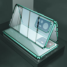 Custodia Lusso Alluminio Laterale Specchio 360 Gradi Cover M03 per Xiaomi Mi 12 5G Verde