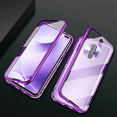 Custodia Lusso Alluminio Laterale Specchio 360 Gradi Cover M03 per Xiaomi Redmi K30 5G Viola