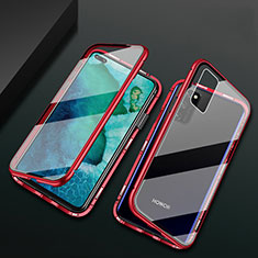 Custodia Lusso Alluminio Laterale Specchio 360 Gradi Cover M04 per Huawei Honor V30 Pro 5G Rosso