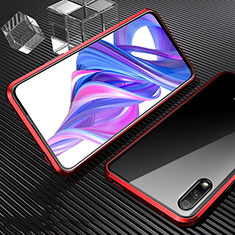 Custodia Lusso Alluminio Laterale Specchio 360 Gradi Cover M04 per Huawei P Smart Z (2019) Rosso