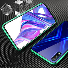 Custodia Lusso Alluminio Laterale Specchio 360 Gradi Cover M04 per Huawei P Smart Z (2019) Verde