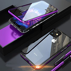 Custodia Lusso Alluminio Laterale Specchio 360 Gradi Cover M05 per Apple iPhone 11 Pro Viola