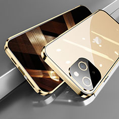 Custodia Lusso Alluminio Laterale Specchio 360 Gradi Cover M05 per Apple iPhone 15 Oro