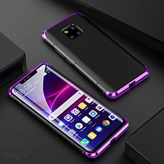 Custodia Lusso Alluminio Laterale Specchio 360 Gradi Cover M05 per Huawei Mate 20 Pro Viola