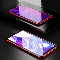 Custodia Lusso Alluminio Laterale Specchio 360 Gradi Cover M05 per Huawei P Smart Pro (2019) Rosso