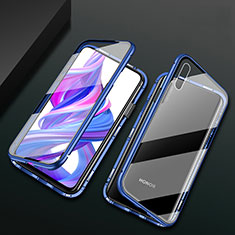 Custodia Lusso Alluminio Laterale Specchio 360 Gradi Cover M05 per Huawei P Smart Z (2019) Blu