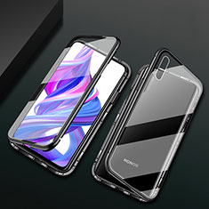 Custodia Lusso Alluminio Laterale Specchio 360 Gradi Cover M05 per Huawei Y9 Prime (2019) Nero