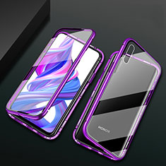 Custodia Lusso Alluminio Laterale Specchio 360 Gradi Cover M05 per Huawei Y9 Prime (2019) Viola