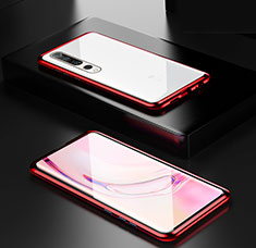 Custodia Lusso Alluminio Laterale Specchio 360 Gradi Cover M05 per Xiaomi Mi 10 Pro Rosso