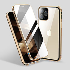 Custodia Lusso Alluminio Laterale Specchio 360 Gradi Cover M06 per Apple iPhone 14 Pro Oro