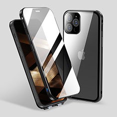 Custodia Lusso Alluminio Laterale Specchio 360 Gradi Cover M06 per Apple iPhone 15 Pro Max Nero