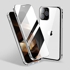 Custodia Lusso Alluminio Laterale Specchio 360 Gradi Cover M06 per Apple iPhone 16 Pro Argento