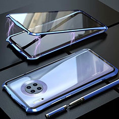 Custodia Lusso Alluminio Laterale Specchio 360 Gradi Cover M06 per Huawei Mate 30 Blu