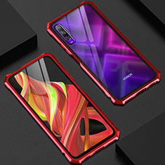 Custodia Lusso Alluminio Laterale Specchio 360 Gradi Cover M06 per Huawei P Smart Pro (2019) Rosso