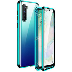 Custodia Lusso Alluminio Laterale Specchio 360 Gradi Cover M06 per Oppo Find X2 Lite Verde