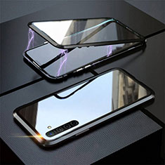 Custodia Lusso Alluminio Laterale Specchio 360 Gradi Cover M06 per Realme X2 Nero