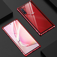 Custodia Lusso Alluminio Laterale Specchio 360 Gradi Cover M06 per Samsung Galaxy Note 10 5G Rosso