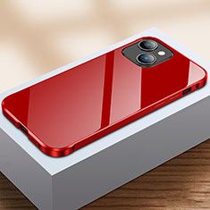 Custodia Lusso Alluminio Laterale Specchio 360 Gradi Cover M07 per Apple iPhone 13 Rosso