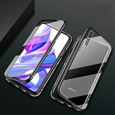 Custodia Lusso Alluminio Laterale Specchio 360 Gradi Cover M07 per Huawei P Smart Pro (2019) Nero