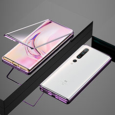 Custodia Lusso Alluminio Laterale Specchio 360 Gradi Cover M07 per Xiaomi Mi 10 Pro Viola