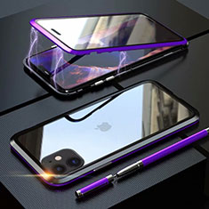 Custodia Lusso Alluminio Laterale Specchio 360 Gradi Cover M08 per Apple iPhone 11 Viola