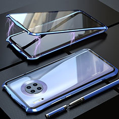 Custodia Lusso Alluminio Laterale Specchio 360 Gradi Cover M08 per Huawei Mate 30 Pro Blu
