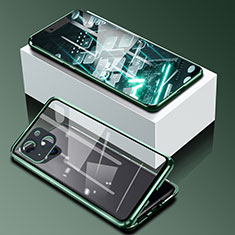 Custodia Lusso Alluminio Laterale Specchio 360 Gradi Cover M09 per Apple iPhone 13 Mini Verde