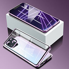 Custodia Lusso Alluminio Laterale Specchio 360 Gradi Cover M09 per Apple iPhone 13 Mini Viola