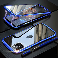 Custodia Lusso Alluminio Laterale Specchio 360 Gradi Cover M11 per Apple iPhone 11 Pro Blu