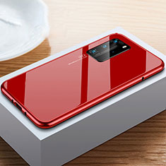 Custodia Lusso Alluminio Laterale Specchio 360 Gradi Cover N01 per Huawei P40 Pro Rosso