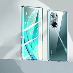 Custodia Lusso Alluminio Laterale Specchio 360 Gradi Cover P01 per Huawei Honor 60 Pro 5G Verde