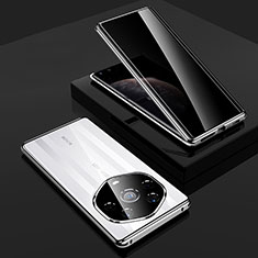 Custodia Lusso Alluminio Laterale Specchio 360 Gradi Cover P01 per Huawei Honor Magic3 Pro+ Plus 5G Argento