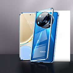 Custodia Lusso Alluminio Laterale Specchio 360 Gradi Cover P01 per Huawei Honor X9 5G Blu