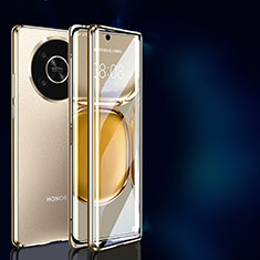 Custodia Lusso Alluminio Laterale Specchio 360 Gradi Cover P01 per Huawei Honor X9 5G Oro