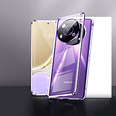 Custodia Lusso Alluminio Laterale Specchio 360 Gradi Cover P01 per Huawei Honor X9 5G Viola