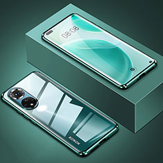 Custodia Lusso Alluminio Laterale Specchio 360 Gradi Cover P01 per Huawei Nova 9 Pro Verde