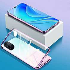 Custodia Lusso Alluminio Laterale Specchio 360 Gradi Cover P01 per Huawei Nova Y70 Viola