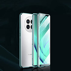 Custodia Lusso Alluminio Laterale Specchio 360 Gradi Cover P01 per Huawei Nova Y91 Verde