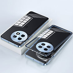 Custodia Lusso Alluminio Laterale Specchio 360 Gradi Cover P01 per OnePlus Ace 2 5G Blu