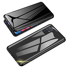 Custodia Lusso Alluminio Laterale Specchio 360 Gradi Cover P01 per Samsung Galaxy A71 5G Nero