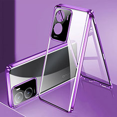 Custodia Lusso Alluminio Laterale Specchio 360 Gradi Cover P01 per Vivo iQOO Z7i 5G Viola