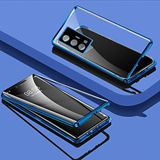 Custodia Lusso Alluminio Laterale Specchio 360 Gradi Cover P01 per Vivo X70 Pro+ Plus 5G Blu
