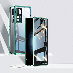 Custodia Lusso Alluminio Laterale Specchio 360 Gradi Cover P01 per Xiaomi Mi 12T Pro 5G Verde